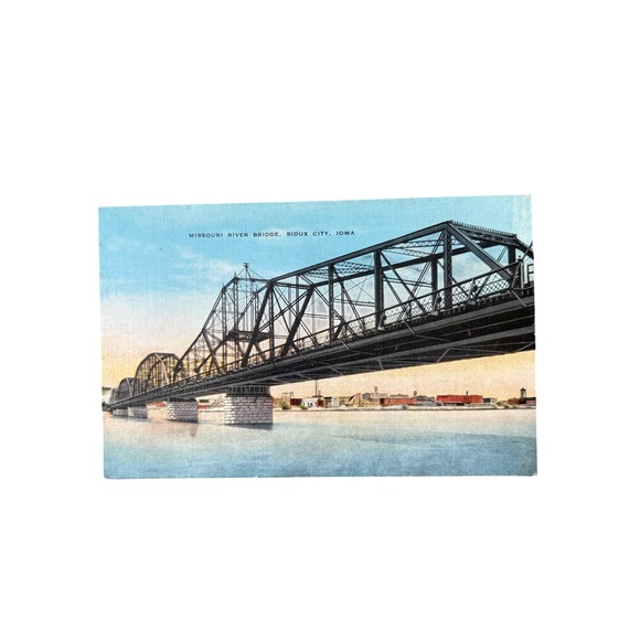 Olson News Co. Other - Vintage Missouri River Bridge Sioux City Iowa Postcard Linen Olson News 21740
